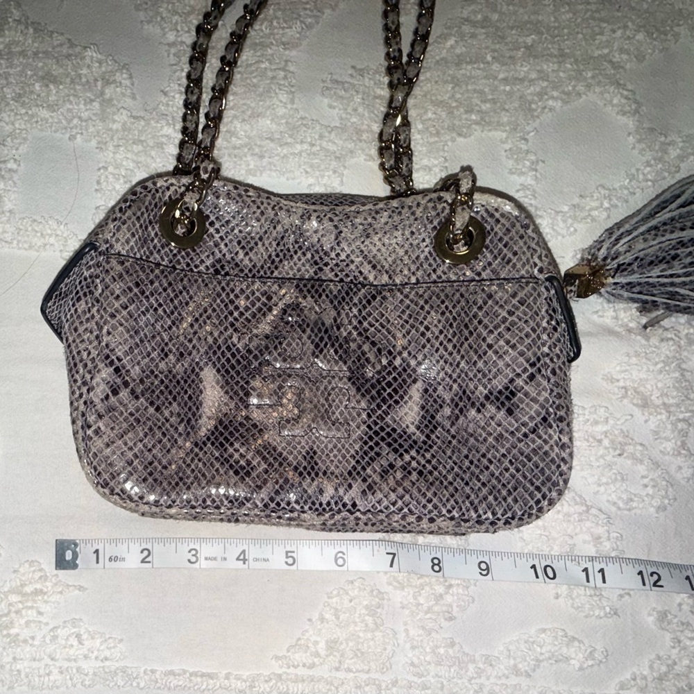 Tory Burch Gray Snakeskin Shoulder Bag - Picture 10 of 12